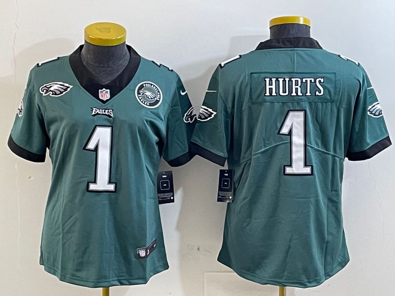 Youth Philadelphia Eagles #1 Hurts Green 2025 Nike Vapor Limited NFL Jersey style 5